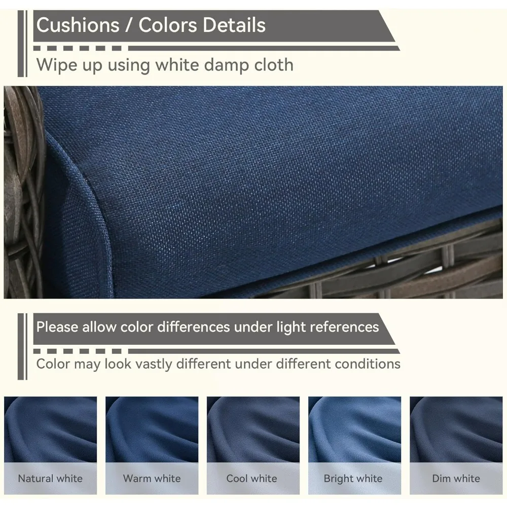 Patio Wicker Chairs Set Of 2, Patio Rattan Dining Chairs With 3.5-inch Seat Cushions, High Back And Curved Armrest For Garden, B