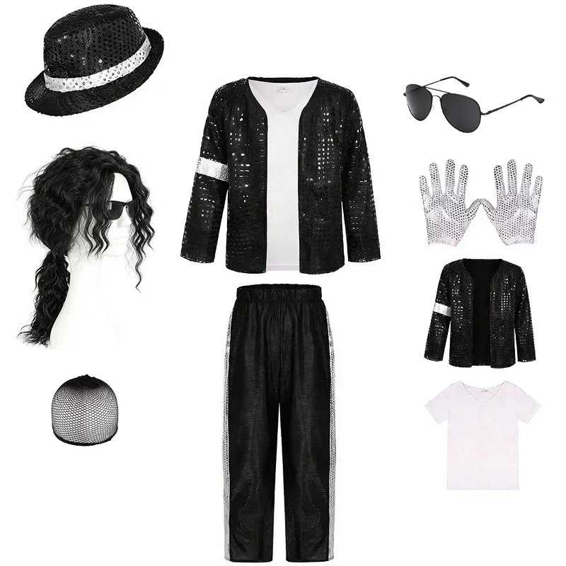 Michael Jackson Kids Clothes Halloween Cosplay Birthday Party Dance Performance Children's Costume Pop Star Boys Girls Outfits view 4