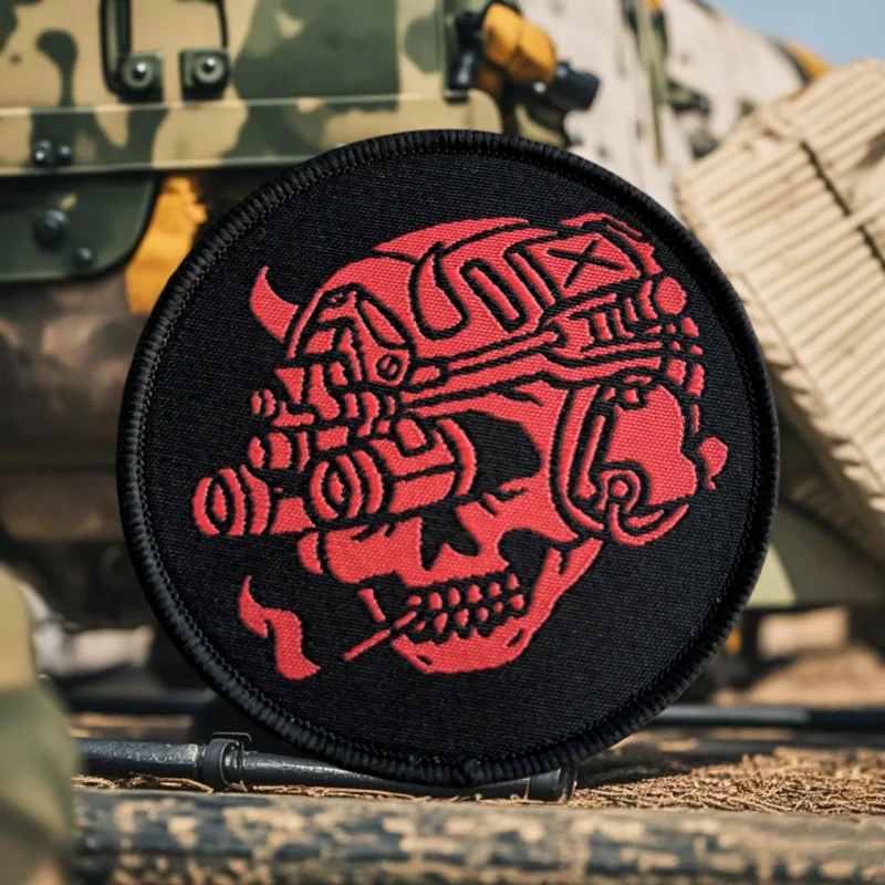 Task Force Doomer Weaving Patch The Red Demon Tactical Hook&Loop Patch Military Morale Badge Backpack Accessory Armband Stickers