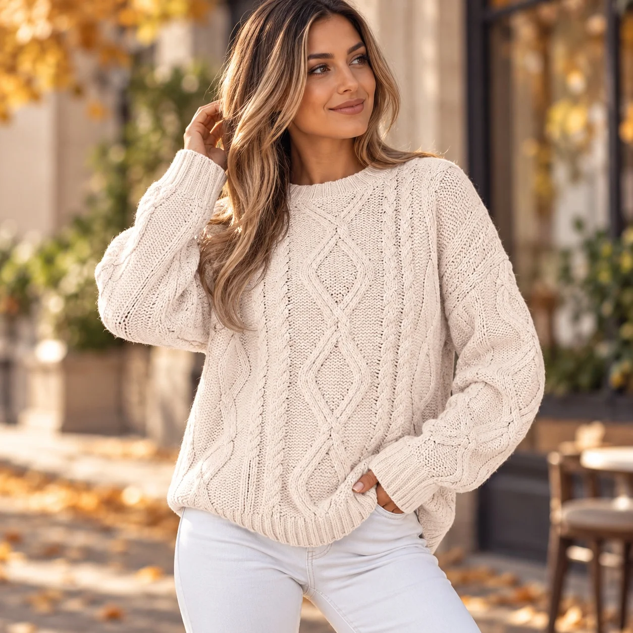 Pullover Round Neck Pullover Regular Fit Streetwear with Standard Length Sweet and Fresh Crew Neck Regular Length Women Sweater