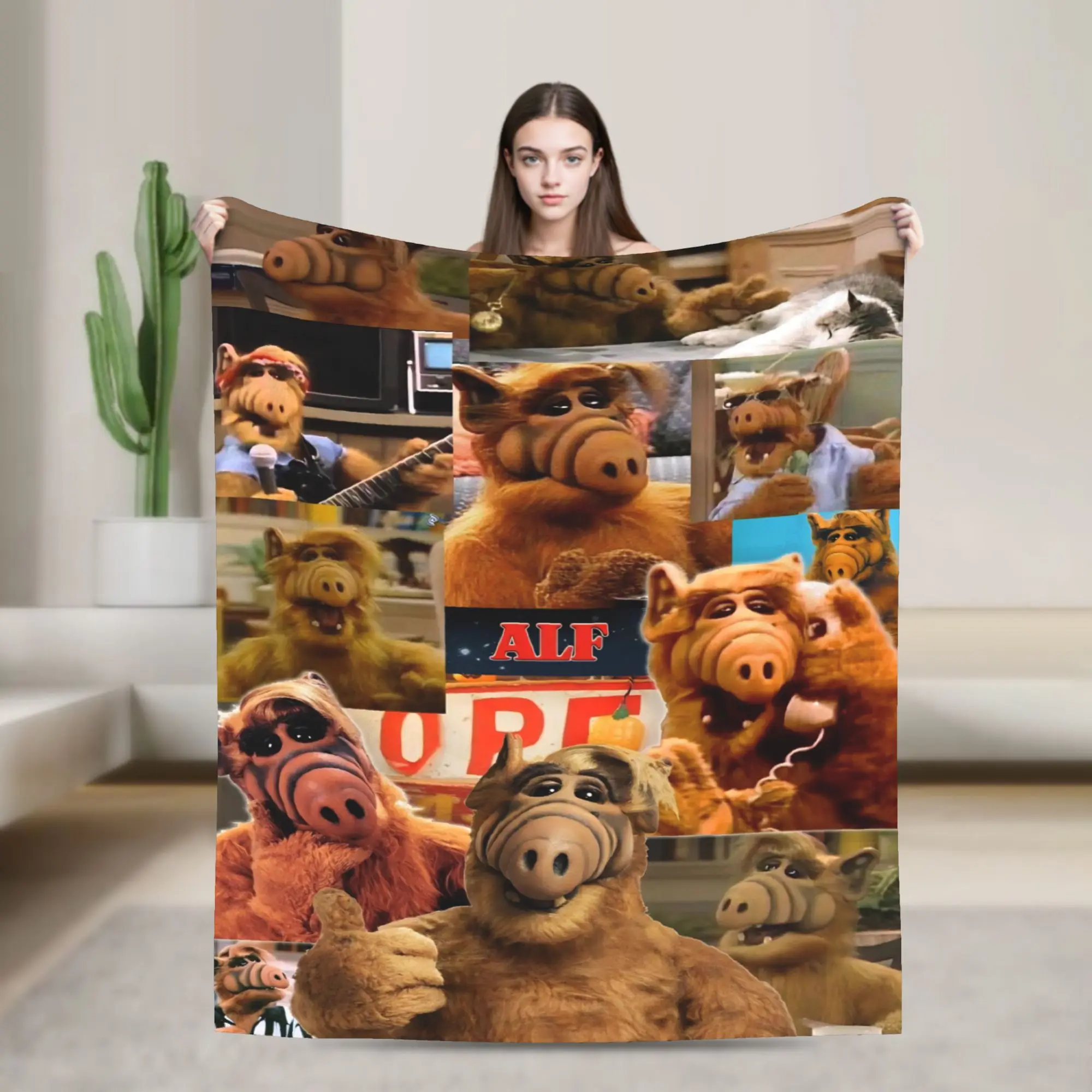 Alf  Alien Life Form Comedy  Knitted Blanket   Wool Throw Blankets Airplane Travel Portable Soft Warm Bedsprea