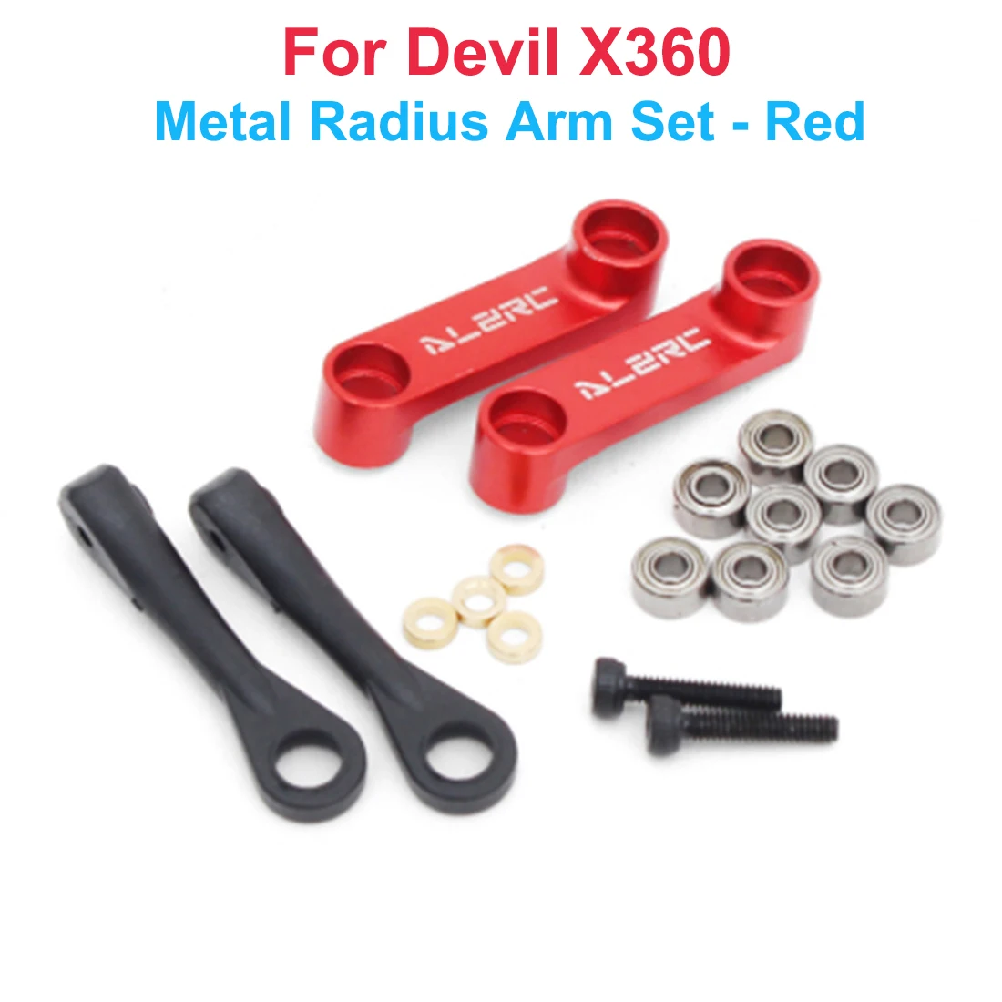 ALZRC - Devil X360 glasvezel schilderijluifel + ALZRC - Devil X360 metalen radiusarmset - rood / kunststof radiusarmset-zwart