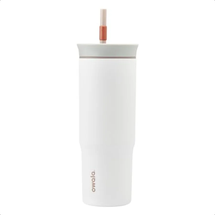 

Stainl Steel Triple Layer Insulated Travel Tumbler with Spill Resistant Lid and Straw BPA Free 24 oz Grey White Iced Tea