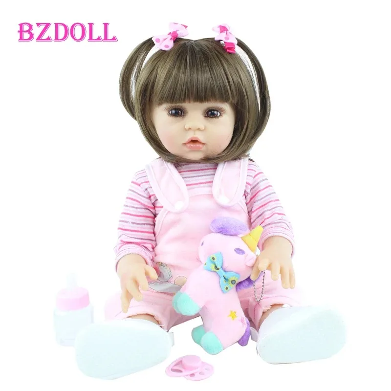 48 CM Full Body Soft Vinyl Reborn Doll For Girl 19 inch Soft Vinyl Princess Babies Birthday Gift Kids Bathe Toys