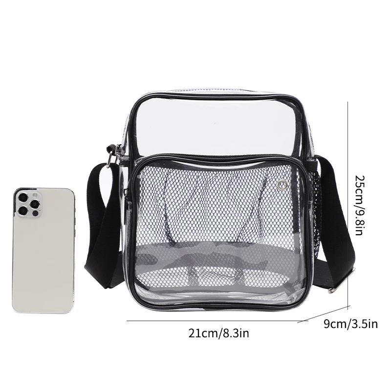 TINYAT Women Lightweight Mesh Strap Waterproof Transparent pvc Bags Put Lost Headphone Jack Umbrella Cell Phone 9.7 inch iPad