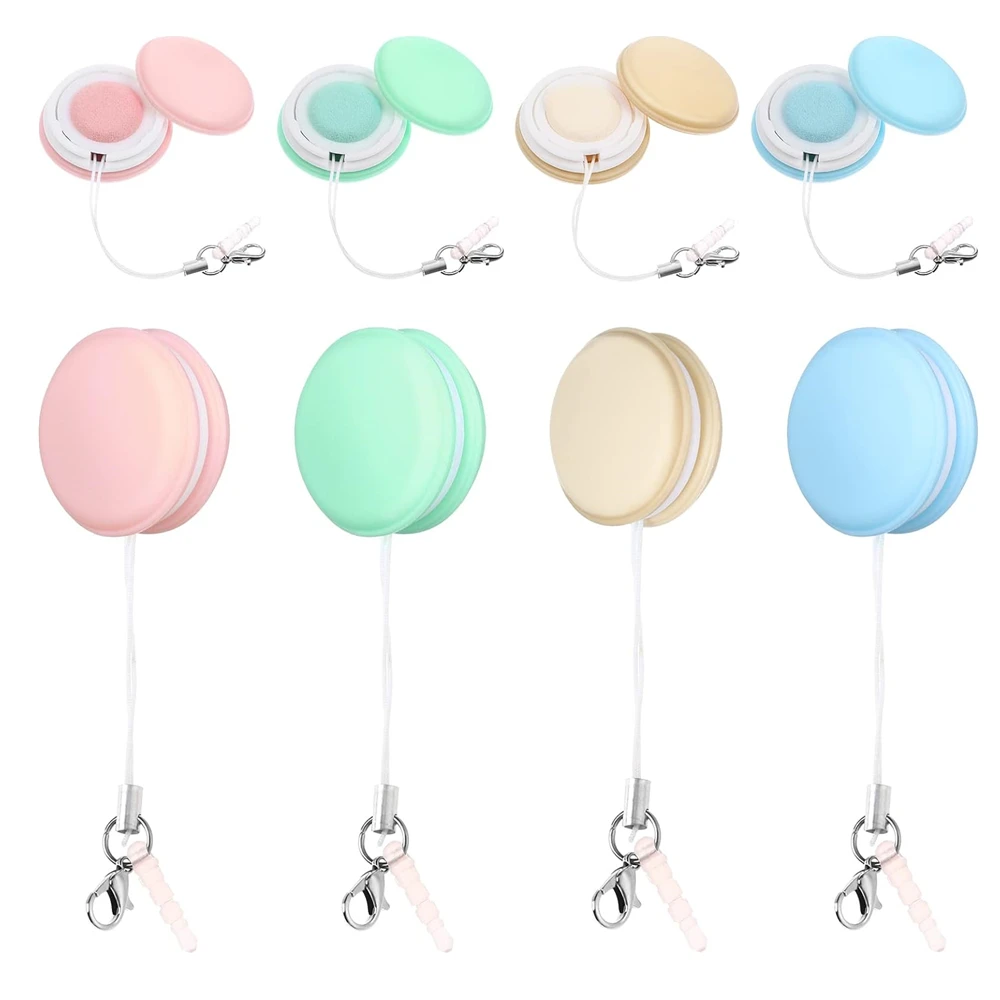 4PCS Macaron Phone Screen Cleaner Key Pendant Candy Color Cleaning Cloth Camera Glasses Lens Wipes with Keychain Decorative Gift