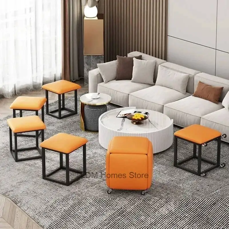 

Stool Furniture 1 Sofa Modern Creative Living Room 5 Home in Rubik's Cube Combination Fold Stool Iron Storage Ottomans
