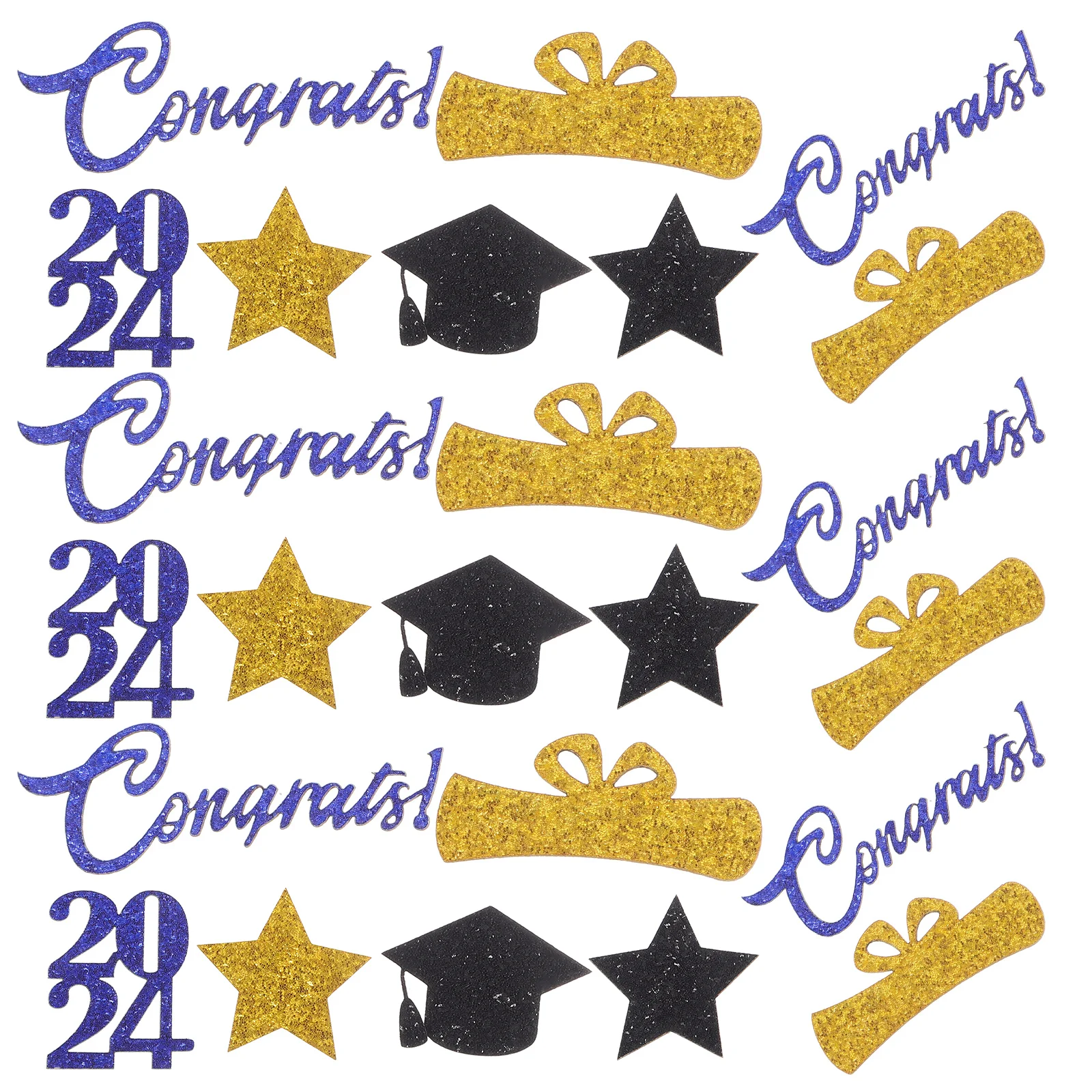 

2024 Graduation Desktop Decorations Blue Black Gold Multi Functional Graduation Confetti Paper Scatters Party Supplies Table