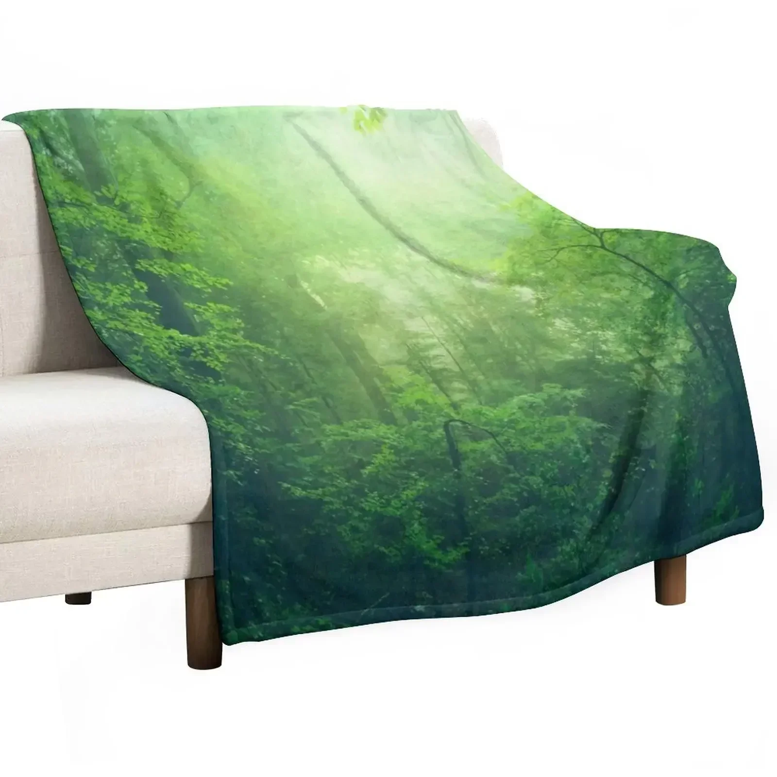 

lush green forest Throw Blanket Vintage Multi-Purpose Shaggy Soft Plaid Blankets