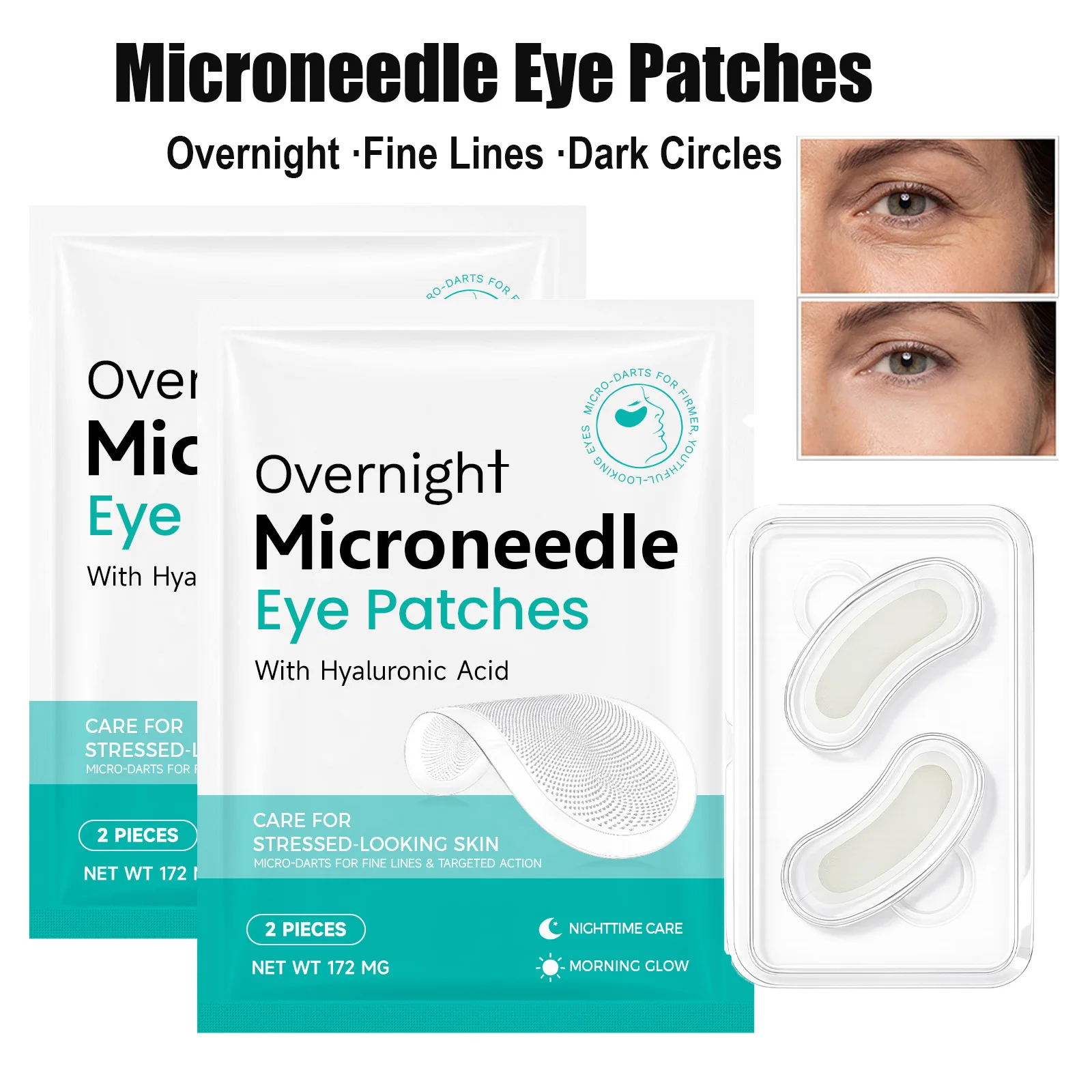 

Микронидли-патчи для глаз с гиалуроновой кислотой 0,25 мм: ночная маска под глаза от темных кругов и мелких морщин, увлажняющая, антивозрастная, для ухода за кожей вокруг глаз