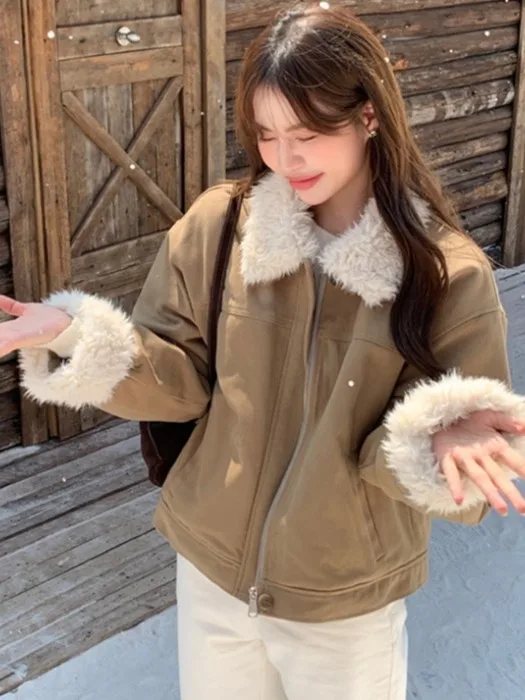 

Женское теплое хлопковое пальто East Gate с ретро-воротником, меховыми вставками, свободного кроя, на молнии, с длинными рукавами, цветное