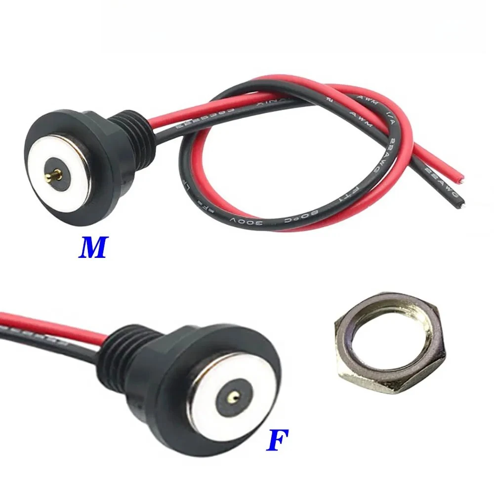 1PCS 10mm Thread Waterproof Magnetic 15A Connector USB Pin Male and Female Plug Power Cord Interface Cable Length 12cm