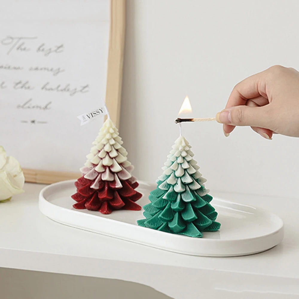 New Christmas Tree Candle Mold DIY Xmas Decoration Handmade Epoxy Resin Silicone Candle Mould Aromatherapy Soap Candle Wax Molds