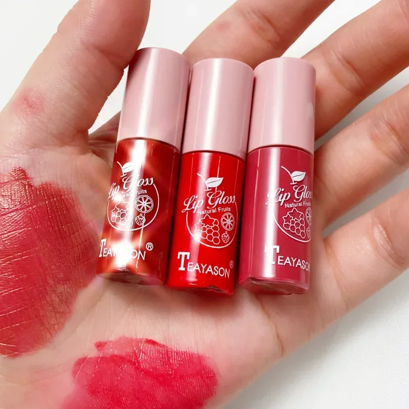 Mini tinte de labios, 10 colores, brillo de labios brillante, labios de gelatina de vidrio sexis con cuentas finas y brillantes, maquillaje de lápiz labial líquido de larga duración