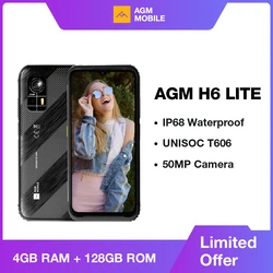 AGM H6 라이트 러그 스마트폰, 4GB + 128GB,Unisoc T606, 50MP 카메라, 6.56 