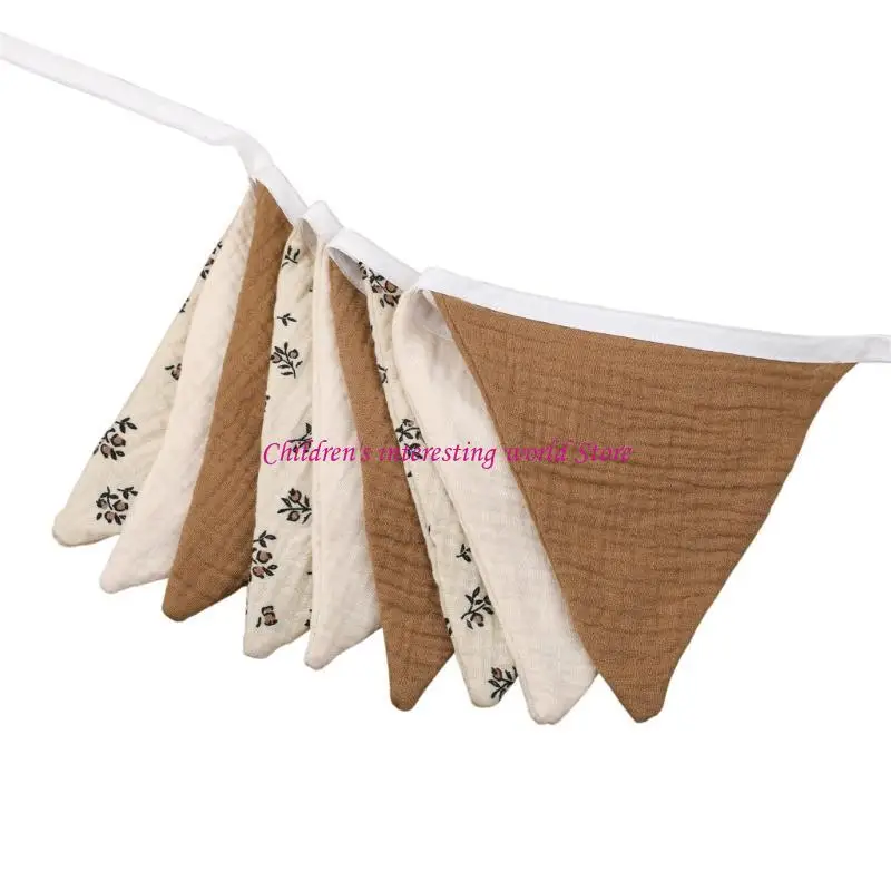 Modern Triangle Garlands Cotton Bunting Flags for Babies Shower Party Decor Stylish and Colorful Nursery Room Decoration 425F