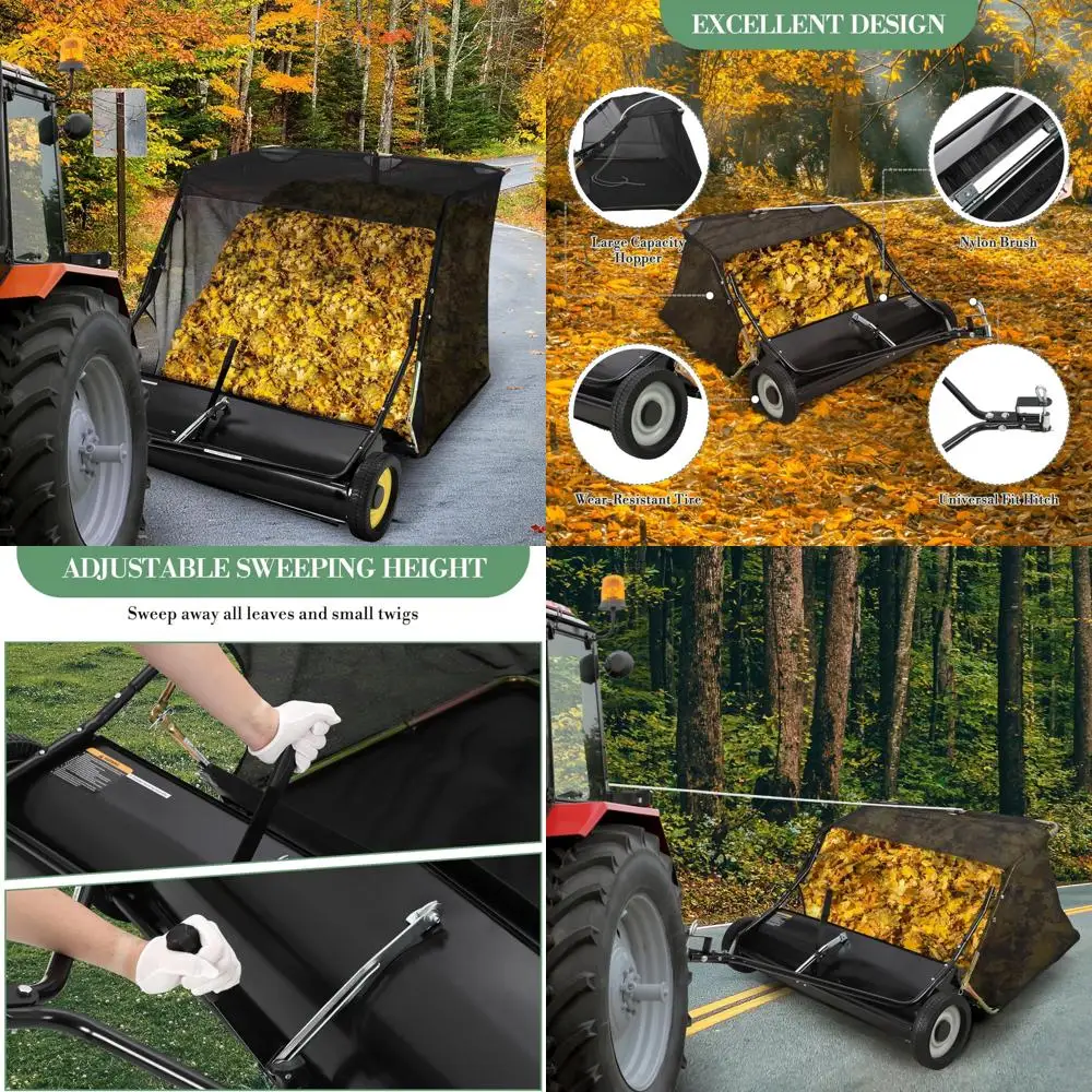 مكنسة العشب شديدة التحمل بقدرة 25 قدمًا مكعبةًا لتجميع الأوراق والعشب مع ميزة الإغراق