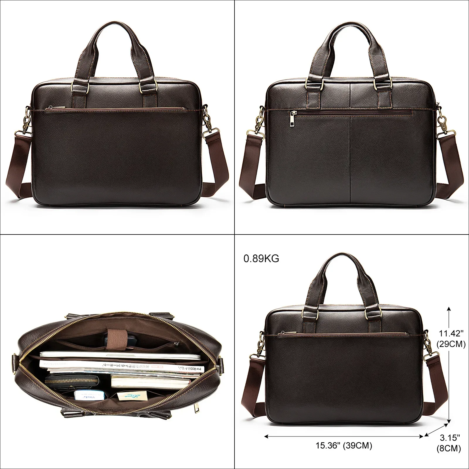 2024 New Fashion Laptop Bags Cow Genuine Leather Men's Briefcase Luxury Brand Male Handbags Messenger 14 Inch Computer Bag