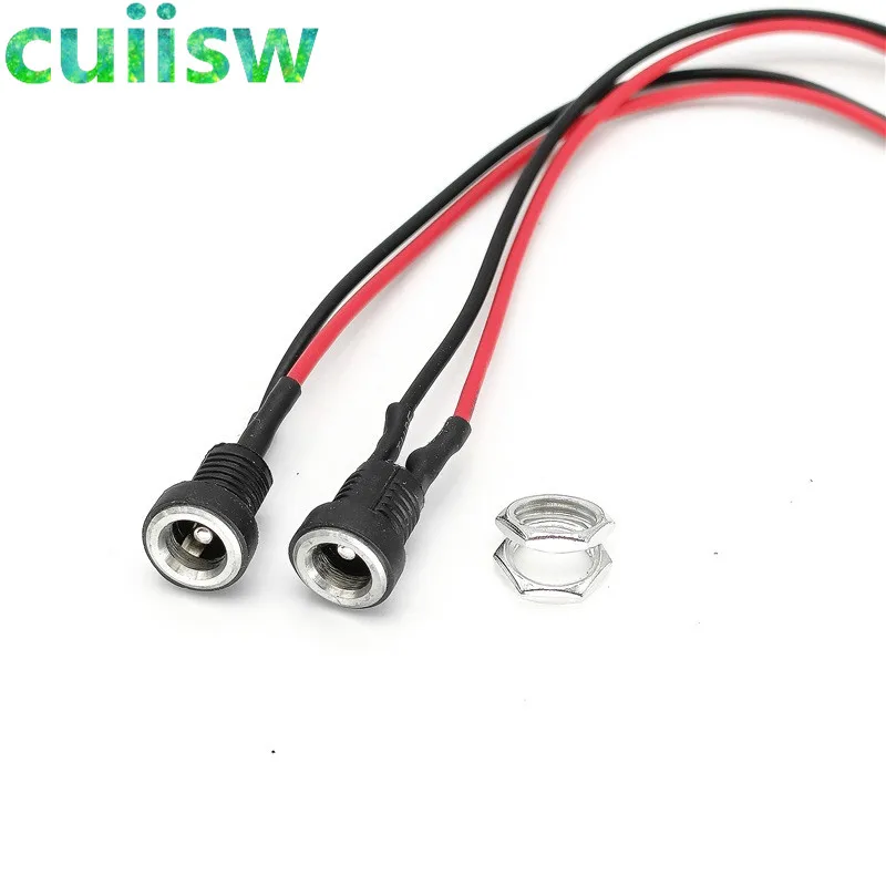 DC-022B 5.5x2.1 mm DC Power Supply Jack Socket Female Panel Mount Connector 20AWG Wire Cables Lenght 10/20cm