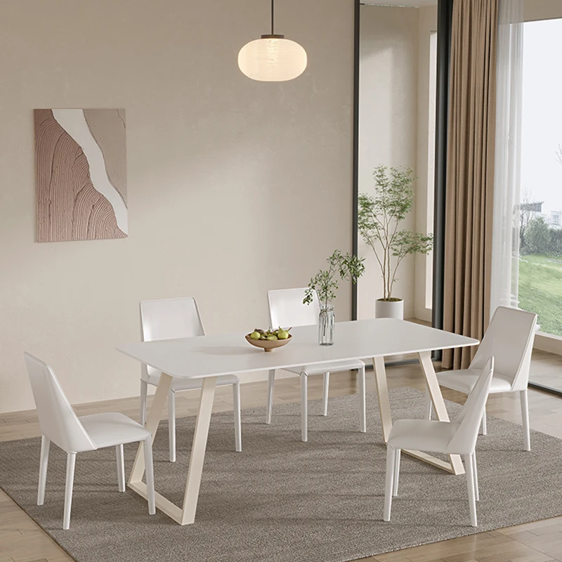 

Chairs Set White Dining Table Gold Legs Nordic Wood Kitchen Centre Dining Table Office Makeup Hotel Lobby Mesa Comedor Furniture