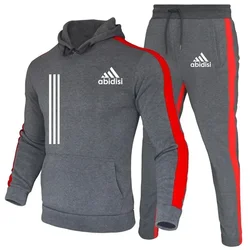 2 parça Mens eşofman takımları 2024 sonbahar kış koşu spor takımları takım Sweatsuits Hoodies ceketler ve atletik pantolon erkek giyim