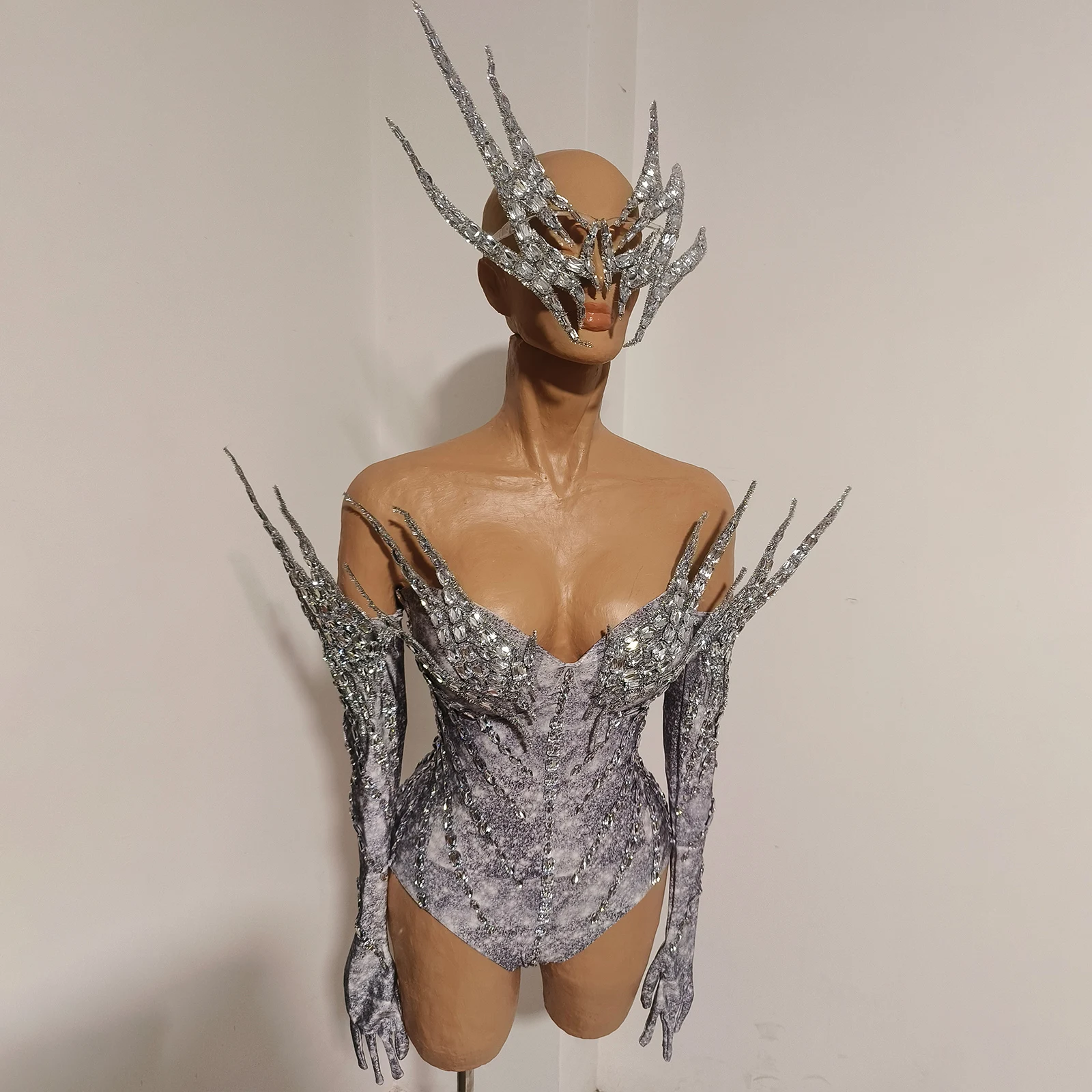 Luxurious Sparkling Diamond Strapless Jumpsuit Celebrating Birthday Stage Party Cross Dressing Queen Stage Performance Costume