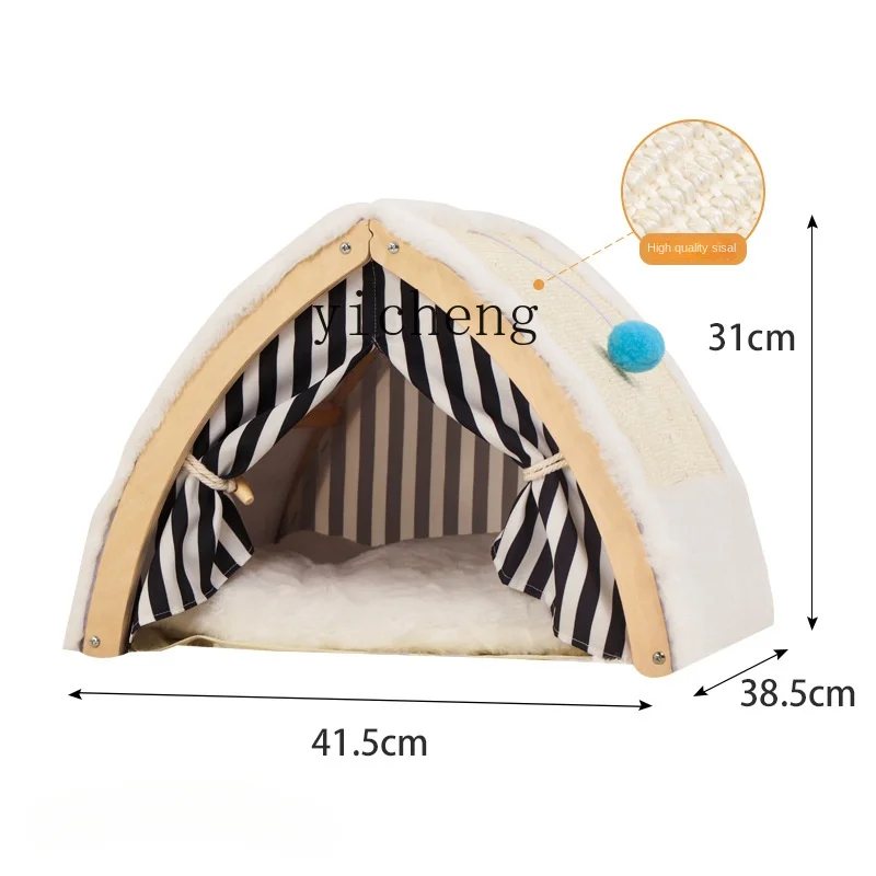 Zc Dog Tent Nest Semi-Closed Kennel Winter Warm Winter Cat Nest Small Dog Solid Wood