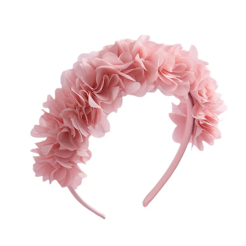 Pink Pearl Flower Hairbands for Kids Girls Cute Princess Non-Slip Hair Hoop Korean Sweet Children Headband Baby Hair Accessorie