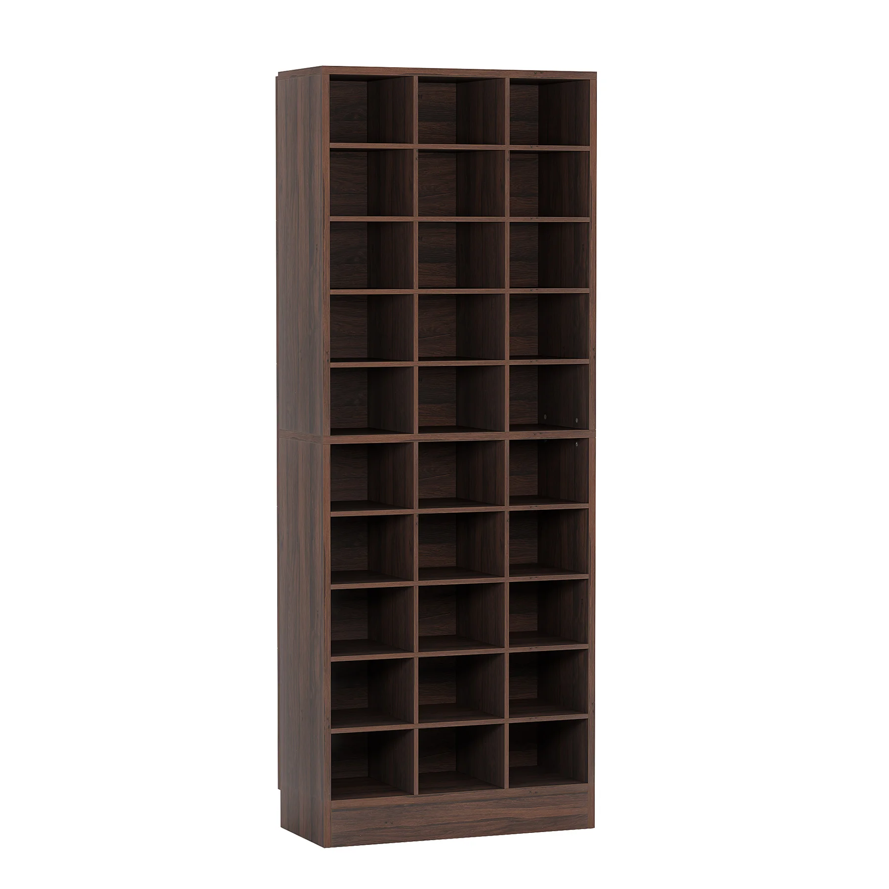 10-Tier Shoe Storage Cabinet, Wooden Shoe Rack with 30 Cubbies, Shoe Organizer Rack with Adjustable Partition