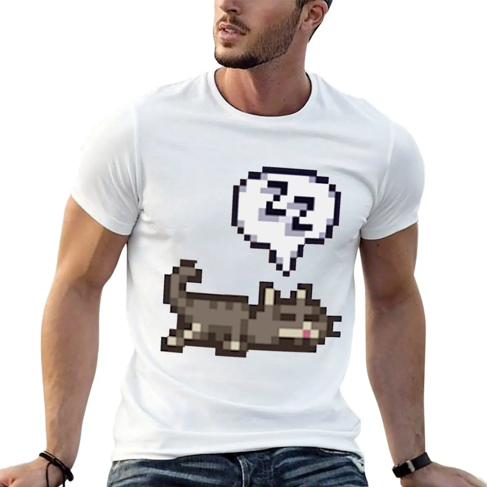 

Stardew Valley Sleeping Cat Sploot T-Shirt t shirts for man slim fit t shirt man luxury T-Shirt