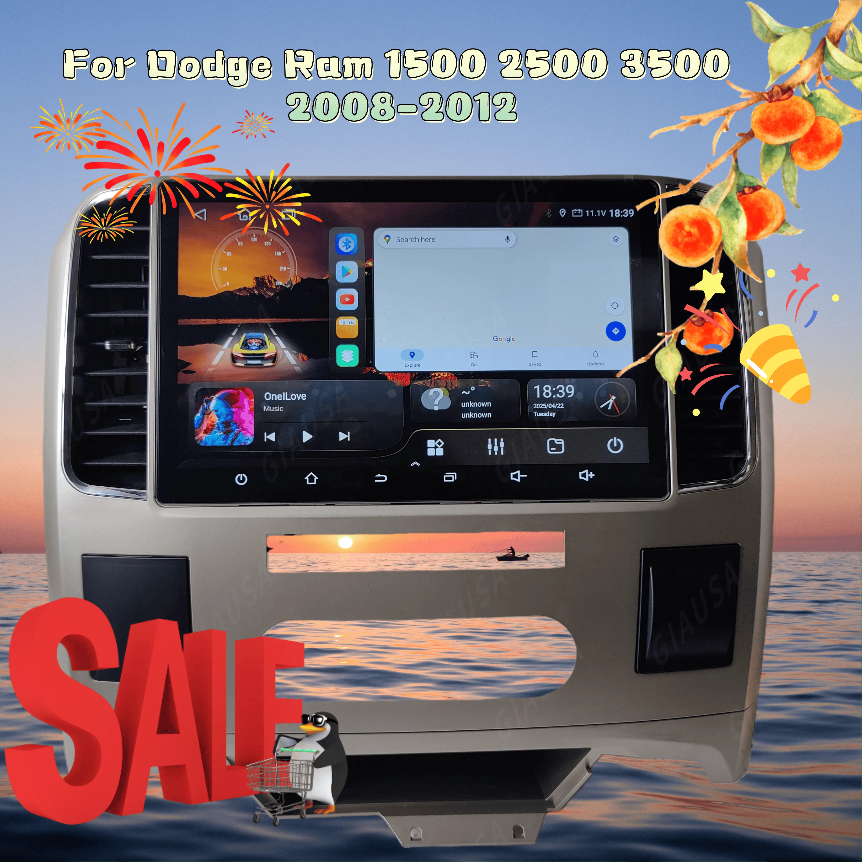 Car Radio Stereo For Dodge Ram 1500 2500 3500 2008-2012 wireless Carplay Android 13 Auto Multimedia Player GPS Navi Head Unit