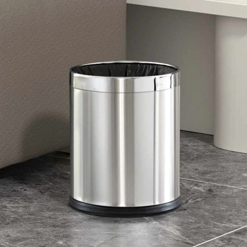 

Stainless Steel Waste Bins Kitchen Food Disposal Trash Can Luxury Large Capacity Trash Bin Household Recycle Cleaning Litter Bin