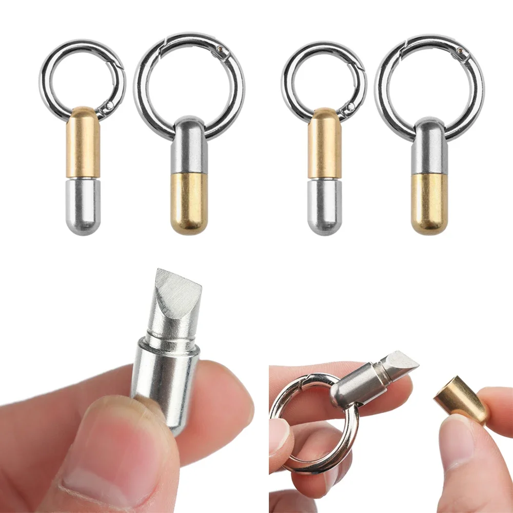 Stainless Steel Capsule Pocket Knife Multi-function Key Ring Pendant Cutter Mini Pill Unboxing Express Delivery Opening Tool