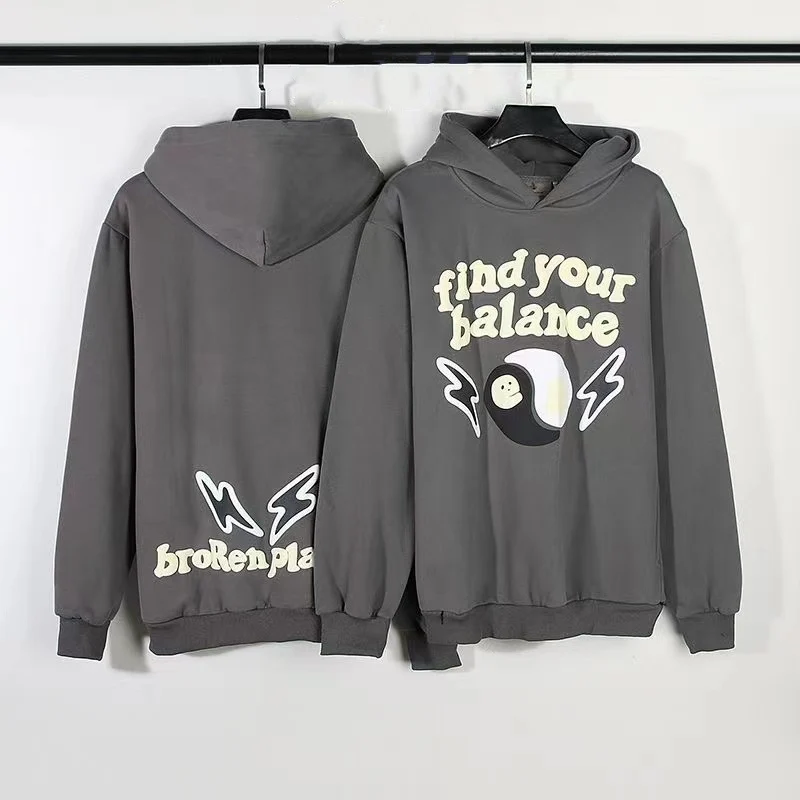 Foam Print Find Balance Men Hoodies Hoody Hip Hop Oversized Long Sleeve Streetwear Women Sweatshirt Fleece Warm Pullover