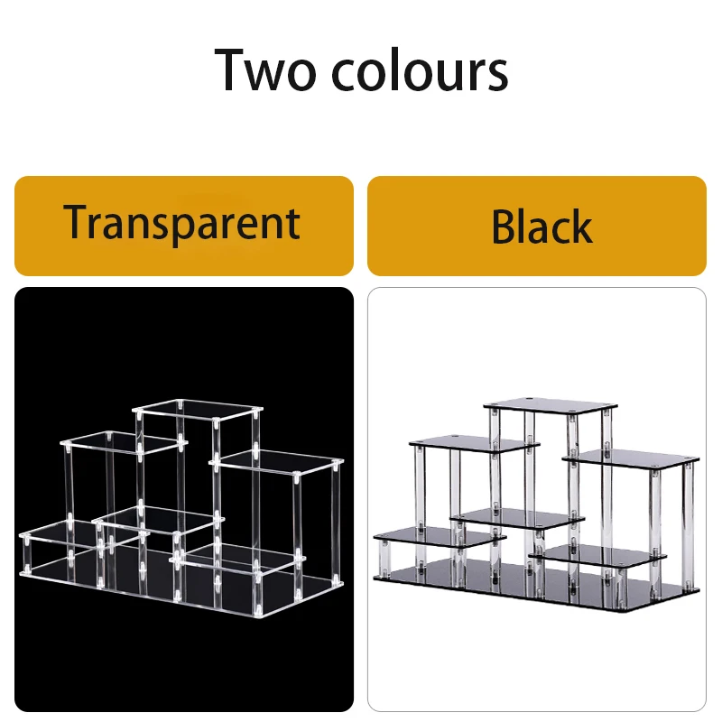 Transparent Storage Shelf for Blind Box Toys, Model, Jewellery and Perfume, Black Acrylic Display Stand, 3, 6 Position