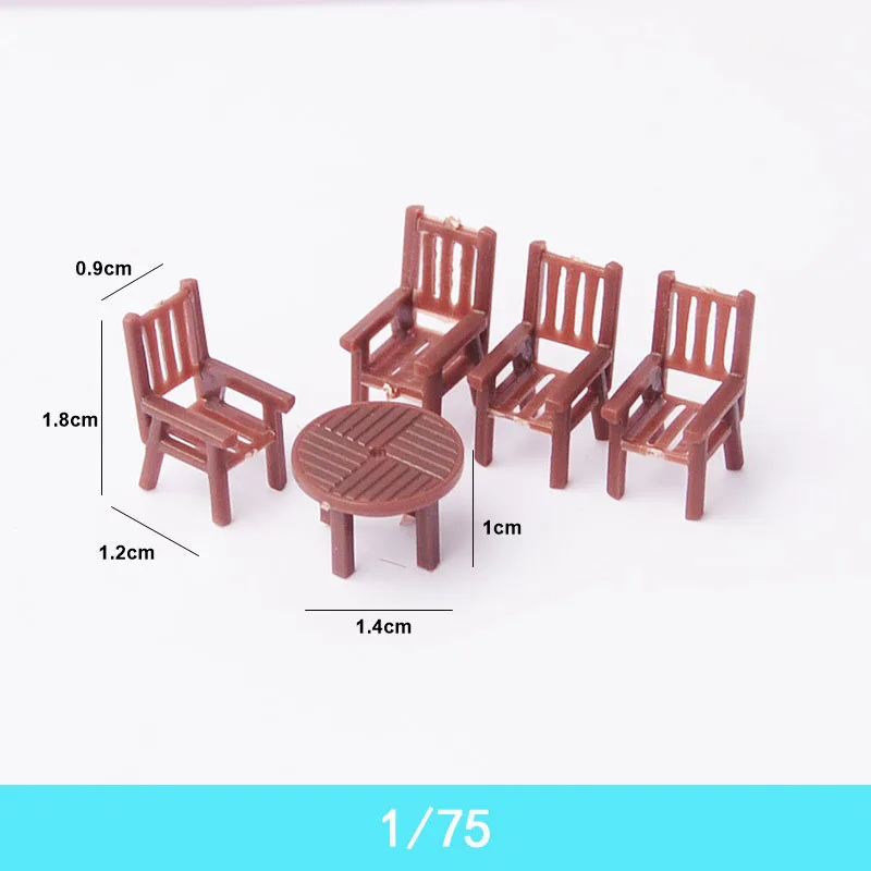 2Sets Miniatur Tisch Stuhl Set Modell Maßstab 1:30-75 ABS Indoor Haus Materialien Sand Tisch Landschaft Layout Diorama Kits – Detail 6