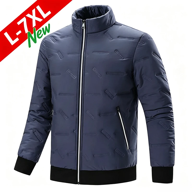 Men Puffer Jacket Thick Warm Winter Parka Fleece Linded Coat Male Solid Color Casual Jacket Mens Coats Outwear Plus Size 6XL 7XL