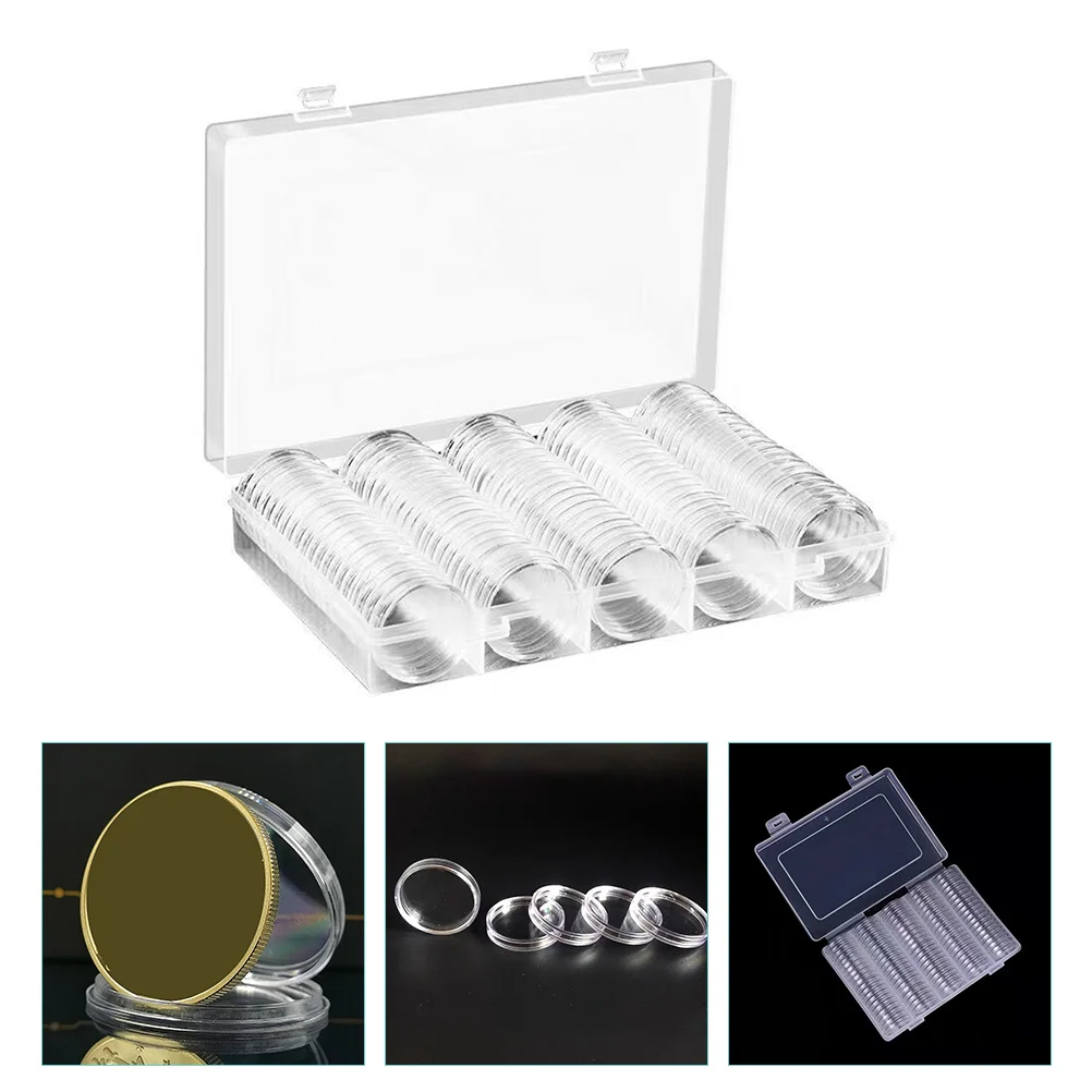 

100 Pcs Coin Clip Transparent Holder Convenient Protector Capsule Collecting Display Organizer Supply Capsules Portable