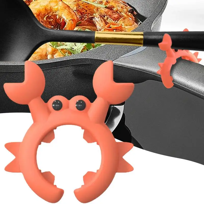 Pot Spoon Holder Cute Silicone Utensil Rest In Crab Shape Countertop Ladle Holder Anti-Overflow Stove Top Spatula Holder Kitchen