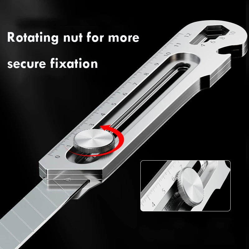 Retrátil bolso faca Box Cutter, Ferramenta de corte utilitário, Multi-purpose, aço inoxidável, Heavy Duty, Escritório Gadgets, Fac, 18 milímetros, 6 em 1