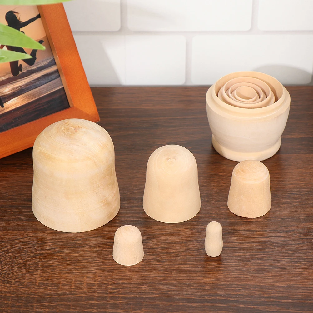 

2 Sets Wooden Matryoshka Model Kids Painting Unfinished Creative Toy Home Party Decoration for Children