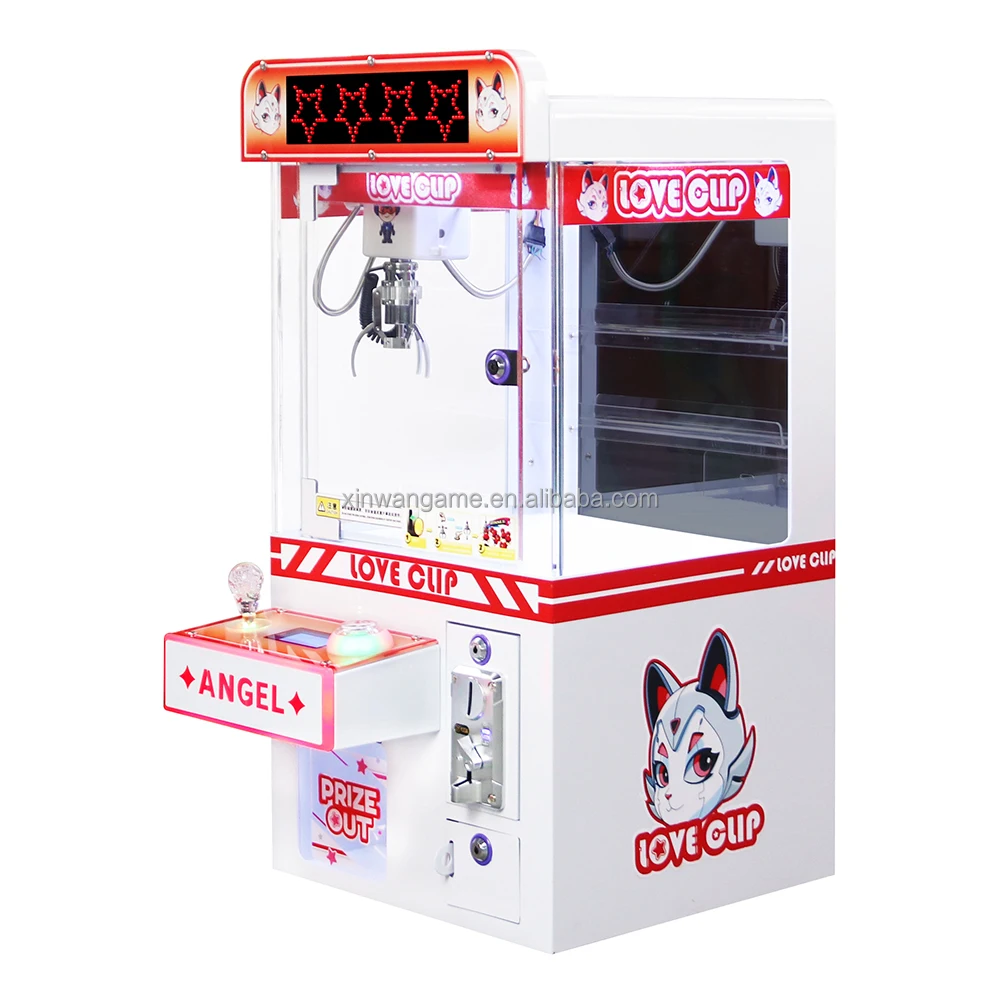 LED Light Mini Claw Machine Hardware Cabinet With Plush Toys And Keychains Coin Operated Gachapon Game Factory Sale