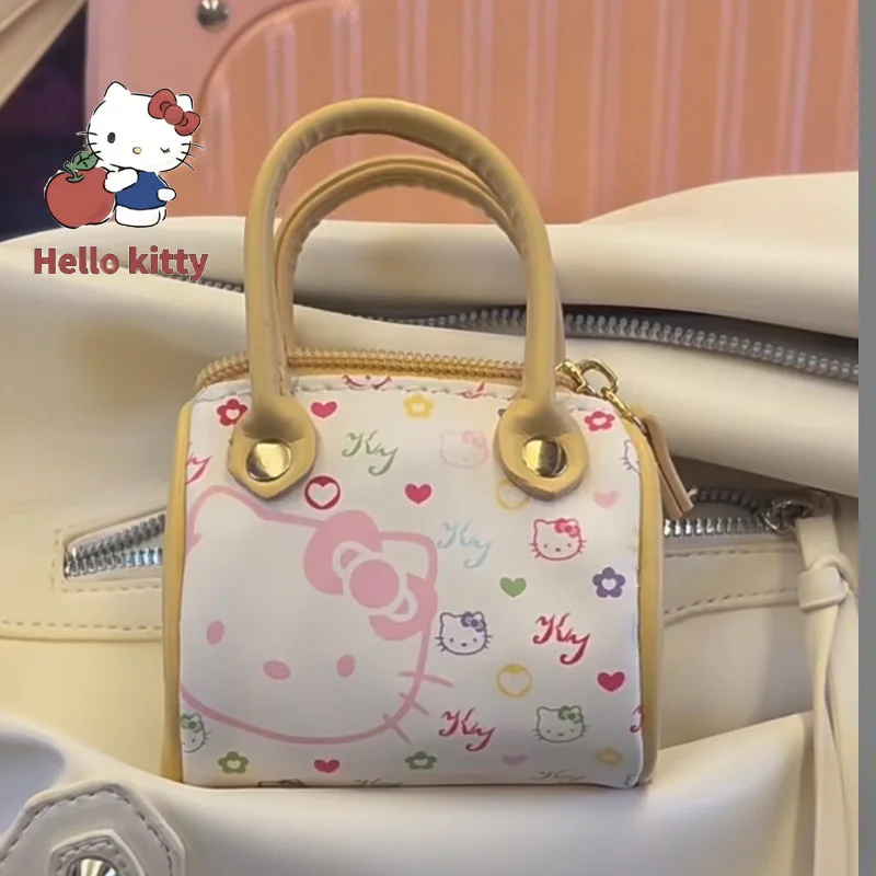 Hello Kitty Cartoon Handbag Cute Sanrio Kitty Printed Mini Zipper Crossbody Bag Pu Retro Fashion Summer Versatile Shoulder Bag