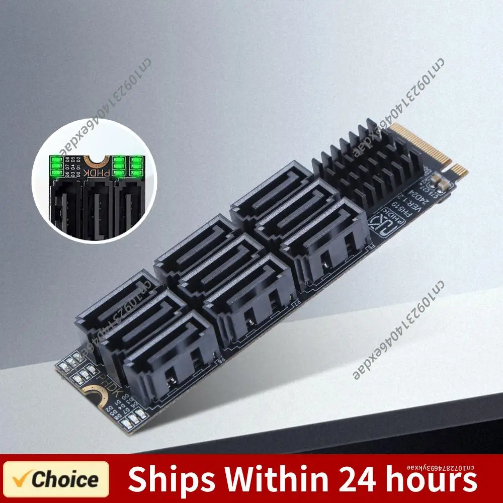 M.2 M KEY Nvme To 9 Ports SATA 3.0 Adapter 6Gbps M.2 To SATA Adapter PCIE 3.0 X2 Hard Disk Capacity for Desktop PC