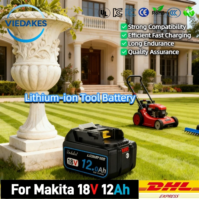 

For Makita 18V 12.0Ah Battery With Charger, Rechargeable Lithium Ionfor DDF487, DDF482, DHP453 LXT400 Power Tool Battery✅