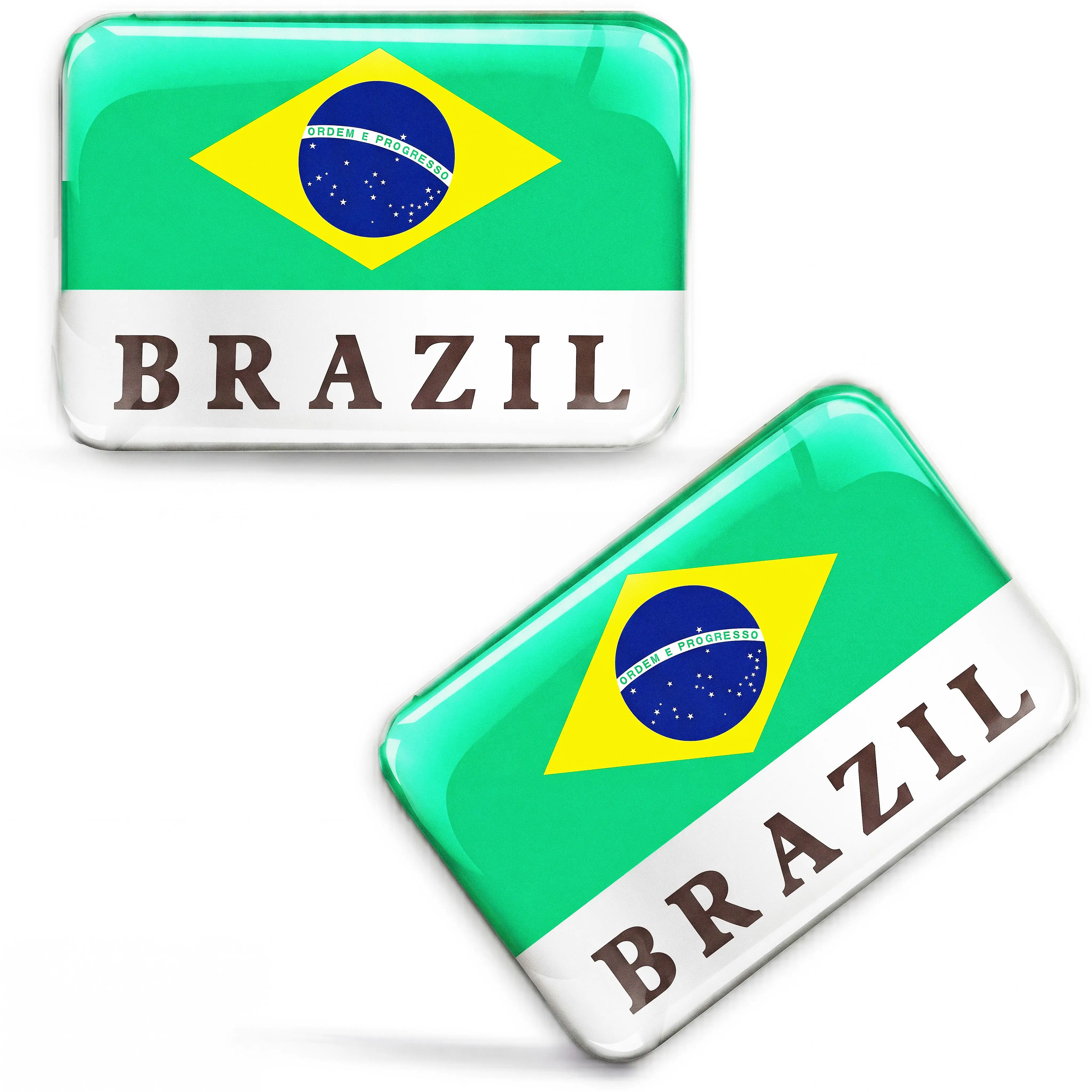 2pcs Car Stickers Brazil Flag Style Automotive Motorcycle Helmet Badge Emblem Decals Additions for All Vehicles
