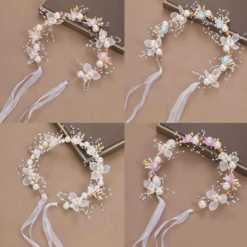 

Children's Wreath Headgear Super Fairy Mori Crown Headband Princess Flower Girl Head Flower Girl Birthday Show Hair Accessories