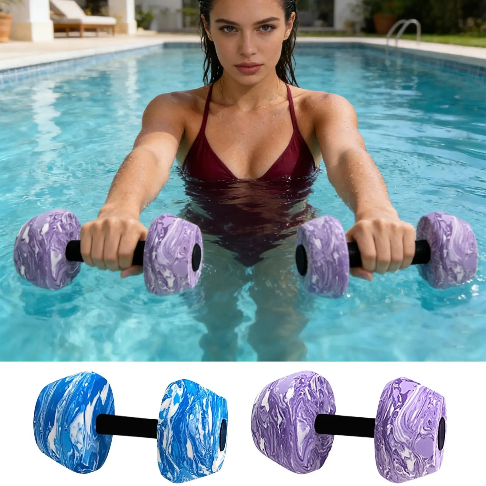 

2 шт. гантели для плавания из высокоплотного ЭВА, нескользящие, портативные, для тренировок в бассейне, для взрослых, для аквааэробики