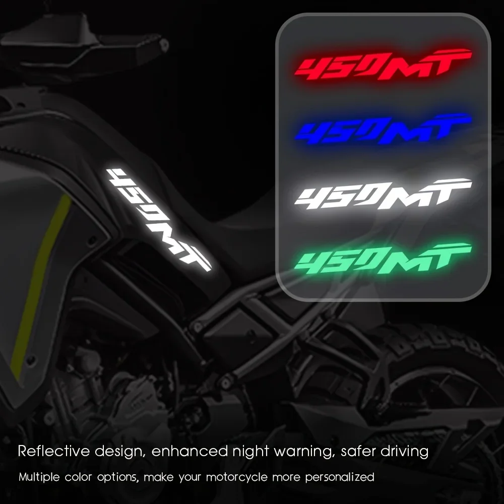 2 قطعة/المجموعة "450MT" ملصق عاكس للدراجات النارية سيارة ليلة تحذير الديكور متعددة الألوان ملصق مائي
