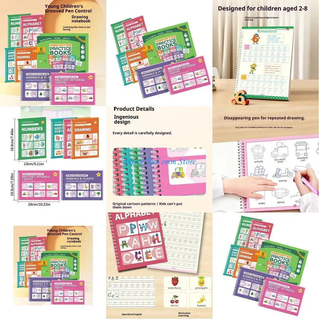 

H37F Children Writing Practice Notebook With Indented Character Guides And Sketching Pages Grooved Handwriting Practice Pad